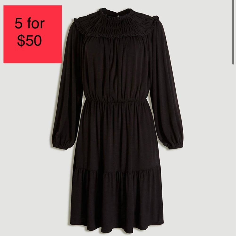NWT - Ann Taylor Ruffle Collar Flare Dress (M)